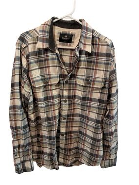 Wind River Plaid Button-Up Shirt - Cream, Blue & Brown